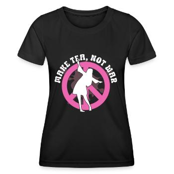 Hippie Peace Zeichen Frieden Blumen Blumenkind - Frauen Funktions-T-Shirt - Schwarz - Vorne - AI Model Female 172 light (172cm)