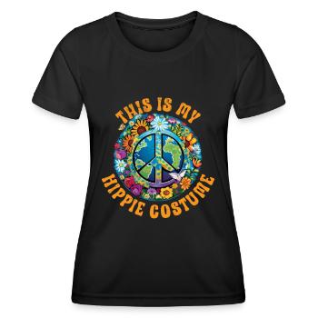 Hippie Peace Zeichen Frieden Blumen Blumenkind - Frauen Funktions-T-Shirt - Schwarz - Vorne - AI Model Female 172 light (172cm)