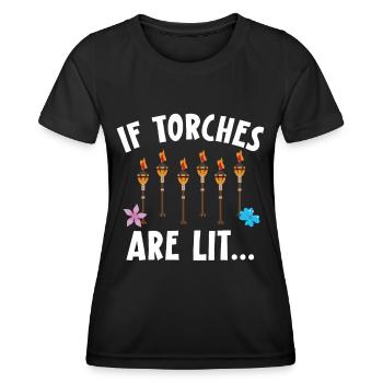 Quand les torches brûlent le Tiki hawaïen Luau Party - T-shirt sport Femme - noir - Devant - AI Model Female 172 light (172cm)
