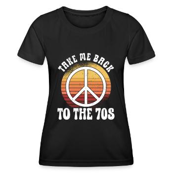 Hippie Peace Sign Peace Flowers Flower Child - T-shirt sport Femme - noir - Devant - AI Model Female 172 light (172cm)