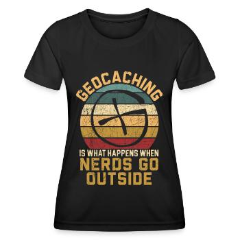 Le géocaching est ce qui se passe lorsque les nerds recherchent - T-shirt sport Femme - noir - Devant - AI Model Female 172 light (172cm)