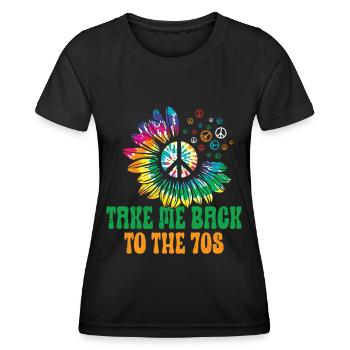 Hippie Peace Sign Peace Flowers Flower Child - T-shirt sport Femme - noir - Devant - AI Model Female 172 light (172cm)