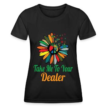 Hippie Peace Zeichen Frieden Blumen Blumenkind - Frauen Funktions-T-Shirt - Schwarz - Vorne - AI Model Female 172 light (172cm)