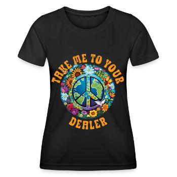 Hippie Peace Sign Peace Flowers Flower Child - Women's Functional T-Shirt - black - Front - AI Model Female 172 light (172cm)