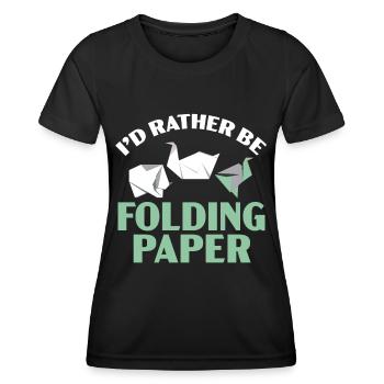 Je préfère plier l’origami japonais en papier - T-shirt sport Femme - noir - Devant - AI Model Female 172 light (172cm)