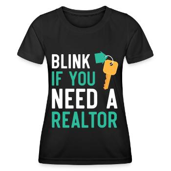Blinzeln Sie, wenn Sie einen Immobilienmakler brau - Frauen Funktions-T-Shirt - Schwarz - Vorne - AI Model Female 172 light (172cm)