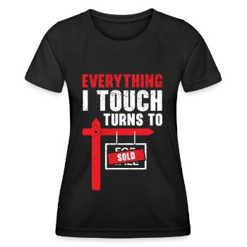 Tout ce que je touche est vendu Immobilierma - T-shirt sport Femme - noir - Devant - AI Model Female 172 light (172cm)