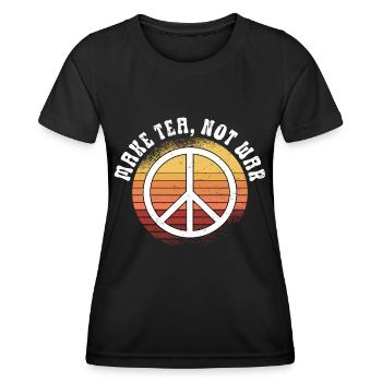 Hippie Peace Zeichen Frieden Blumen Blumenkind - Frauen Funktions-T-Shirt - Schwarz - Vorne - AI Model Female 172 light (172cm)