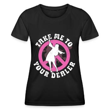 Hippie Peace Sign Peace Flowers Flower Child - T-shirt sport Femme - noir - Devant - AI Model Female 172 light (172cm)