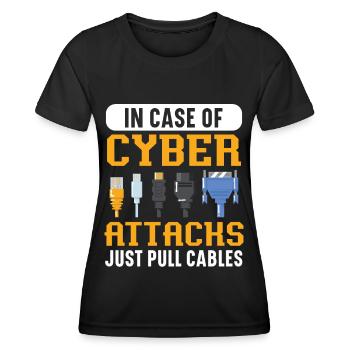 En cas de cyberattaques, il suffit de tirer des câbles - T-shirt sport Femme - noir - Devant - AI Model Female 172 light (172cm)