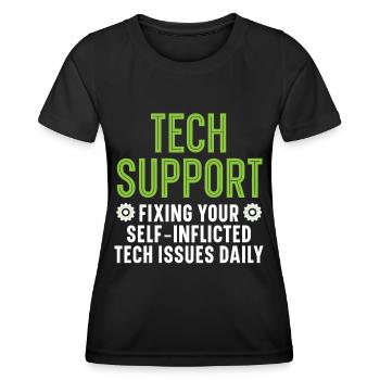 Support technique Résoudre vos problèmes techniques quotidiennement - T-shirt sport Femme - noir - Devant - AI Model Female 172 light (172cm)