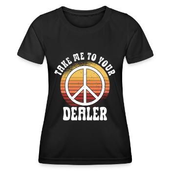 Hippie Peace Sign Peace Flowers Flower Child - Women's Functional T-Shirt - black - Front - AI Model Female 172 light (172cm)