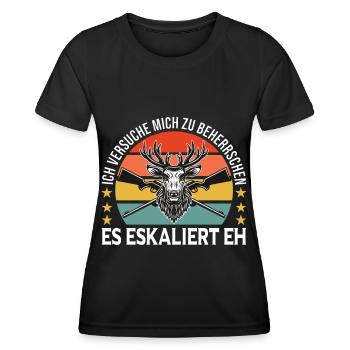 Jäger Beherrschen sich auf der Jagd - Frauen Funktions-T-Shirt - Schwarz - Vorne - AI Model Female 172 light (172cm)