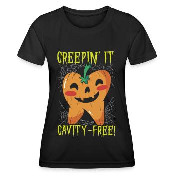 Est-ce qu’il rampe sans carie dentaire! - T-shirt sport Femme - noir - Devant - AI Model Female 172 light (172cm)