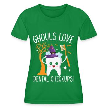 Ghosts love dental exams! - Women's Functional T-Shirt - kelly green - Front - AI Model Female 172 dark (172cm)