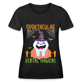 Hygiène dentaire spooctaculaire. - T-shirt sport Femme - noir - Devant - AI Model Female 172 light (172cm)