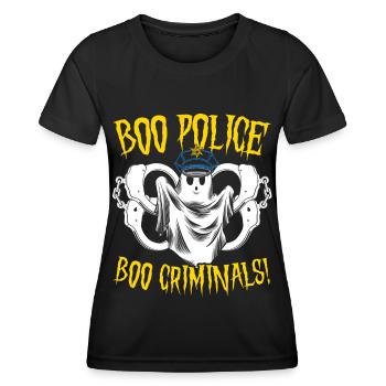 Buh Polizei, buh Kriminelle! Polizist Halloween - Frauen Funktions-T-Shirt - Schwarz - Vorne - AI Model Female 172 light (172cm)