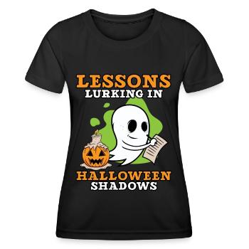 Lektionen, die in den Schatten von Halloween lauer - Frauen Funktions-T-Shirt - Schwarz - Vorne - AI Model Female 172 light (172cm)