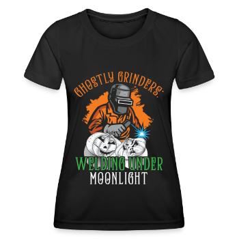 Broyeurs fantomatiques: soudure au clair de lune - T-shirt sport Femme - noir - Devant - AI Model Female 172 light (172cm)
