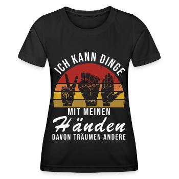 Schere Stein Papier Handspiel, Schnick - Frauen Funktions-T-Shirt - Schwarz - Vorne - AI Model Female 172 light (172cm)
