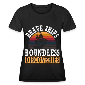 Navires courageux Découvertes illimitées Columbus - T-shirt sport Femme - noir - Devant - AI Model Female 172 light (172cm)