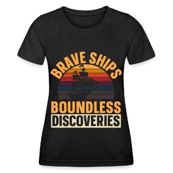 Brave Ships - Découvertes illimitées - Kolum - T-shirt sport Femme - noir - Devant - AI Model Female 172 light (172cm)
