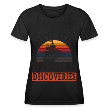 Brave Ships - Découvertes illimitées - Kolumb - T-shirt sport Femme - noir - Devant - AI Model Female 172 light (172cm)