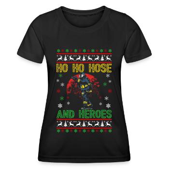 Ho Ho Schlauch Und Helden Feuerwehr Weihnachten - Frauen Funktions-T-Shirt - Schwarz - Vorne - AI Model Female 172 light (172cm)