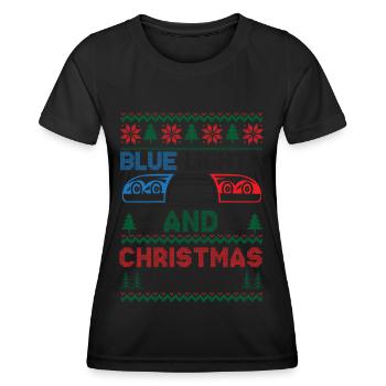 Lumières bleues et nuits de Noël Police Weihnac - T-shirt sport Femme - noir - Devant - AI Model Female 172 light (172cm)