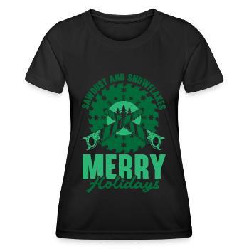 No tooth decay under the mistletoe Dental W - Women's Functional T-Shirt - black - Front - AI Model Female 172 light (172cm)
