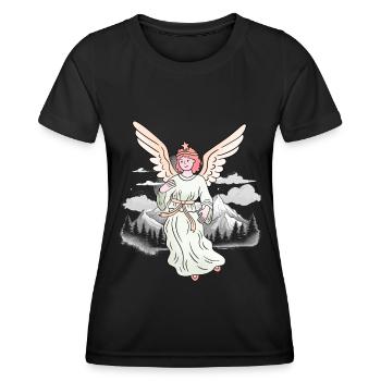 Mountains, Alps, Angels, Lucky Charms, Mountaineers, Alm - Women's Functional T-Shirt - black - Front - AI Model Female 172 light (172cm)