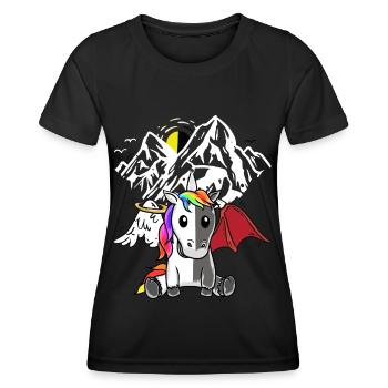 Einhorn Dämon Engel Teufel Satanisch Fabeltier - Frauen Funktions-T-Shirt - Schwarz - Vorne - AI Model Female 172 light (172cm)