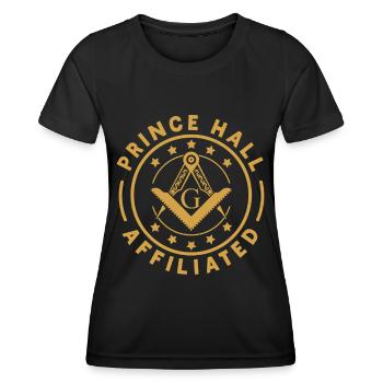 Freimaurer Winkel & Zirkel FREEMASON Prince Hall - Frauen Funktions-T-Shirt - Schwarz - Vorne - AI Model Female 172 light (172cm)