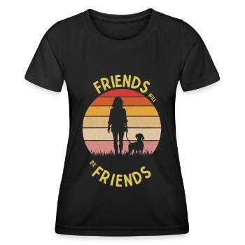 Les amis seront les amis du chien et de la maîtresse - T-shirt sport Femme - noir - Devant - AI Model Female 172 light (172cm)