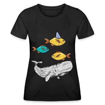 poisson, poisson, requin, mammifères marins, animaux marins, océan - T-shirt sport Femme - noir - Devant - AI Model Female 172 light (172cm)