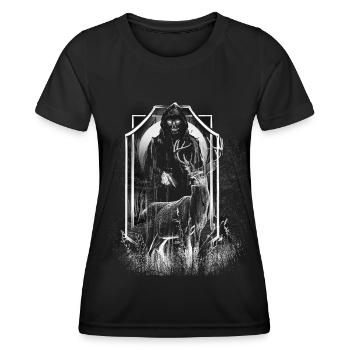 Hirsch Wald Kreatur Tod Horror Halloween Monster - Frauen Funktions-T-Shirt - Schwarz - Vorne - AI Model Female 172 light (172cm)