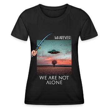 Ufo we are not alone Fake Ufo with Angel Funny - Women's Functional T-Shirt - black - Front - AI Model Female 172 light (172cm)