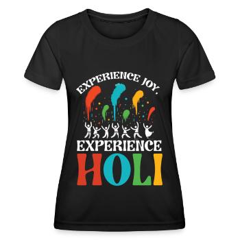 Happy Holi Grüße Hinduismus Indisches Fest - Frauen Funktions-T-Shirt - Schwarz - Vorne - AI Model Female 172 light (172cm)