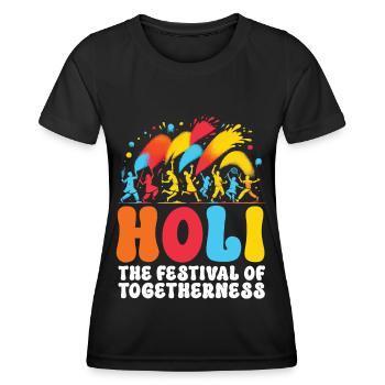 Happy Holi Grüße Hinduismus Indisches Fest - Frauen Funktions-T-Shirt - Schwarz - Vorne - AI Model Female 172 light (172cm)