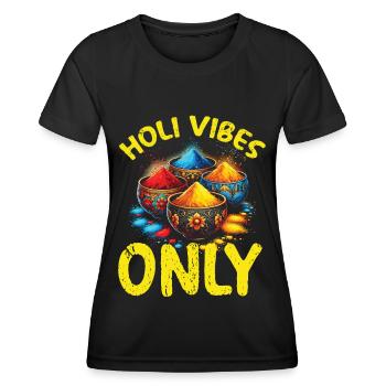 Happy Holi Grüße Hinduismus Indisches Fest - Frauen Funktions-T-Shirt - Schwarz - Vorne - AI Model Female 172 light (172cm)