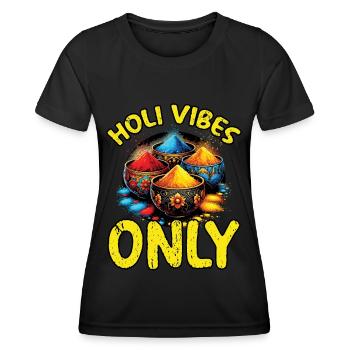 Happy Holi Grüße Hinduismus Indisches Fest - Frauen Funktions-T-Shirt - Schwarz - Vorne - AI Model Female 172 light (172cm)