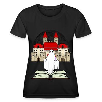 Schloss Buch Gespenst Geisterstunde Mitternacht - Frauen Funktions-T-Shirt - Schwarz - Vorne - AI Model Female 172 light (172cm)