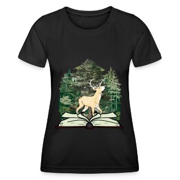 Hirsch Märchen Märchenfigur Wald Buch Rehbock - Frauen Funktions-T-Shirt - Schwarz - Vorne - AI Model Female 172 light (172cm)