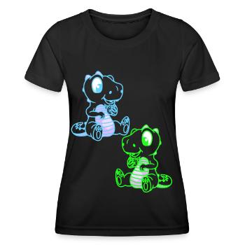 Fantasy Kinder Dinoe Dinosaurier Drachen Retro - Frauen Funktions-T-Shirt - Schwarz - Vorne - AI Model Female 172 light (172cm)