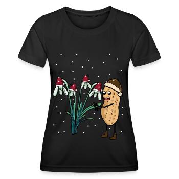 Erdnuss Frühling Schnee Garten Blumen Frost - Frauen Funktions-T-Shirt - Schwarz - Vorne - AI Model Female 172 light (172cm)