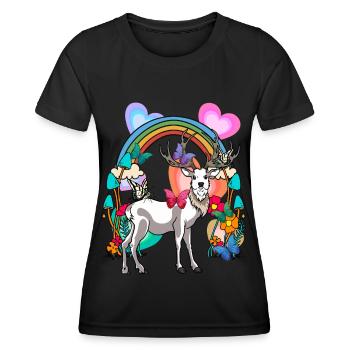 Rainbow Deer Deer Nature Spring - Women's Functional T-Shirt - black - Front - AI Model Female 172 light (172cm)