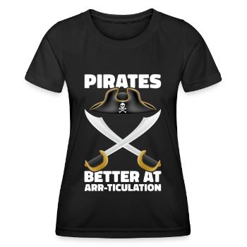 Pirat Totenkopf Freibeuter Piratenschiff - Frauen Funktions-T-Shirt - Schwarz - Vorne - AI Model Female 172 light (172cm)