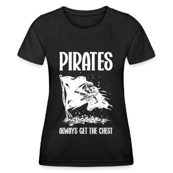 Pirat Totenkopf Freibeuter Piratenschiff - Frauen Funktions-T-Shirt - Schwarz - Vorne - AI Model Female 172 light (172cm)