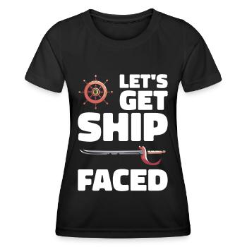 Pirat Totenkopf Freibeuter Piratenschiff - Frauen Funktions-T-Shirt - Schwarz - Vorne - AI Model Female 172 light (172cm)