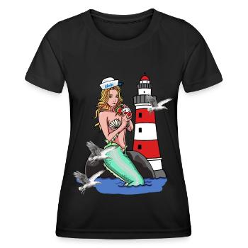 Mermaid Mermaid Mermaid Mermaid Sailors Maritime Ahoy - Women's Functional T-Shirt - black - Front - AI Model Female 172 light (172cm)